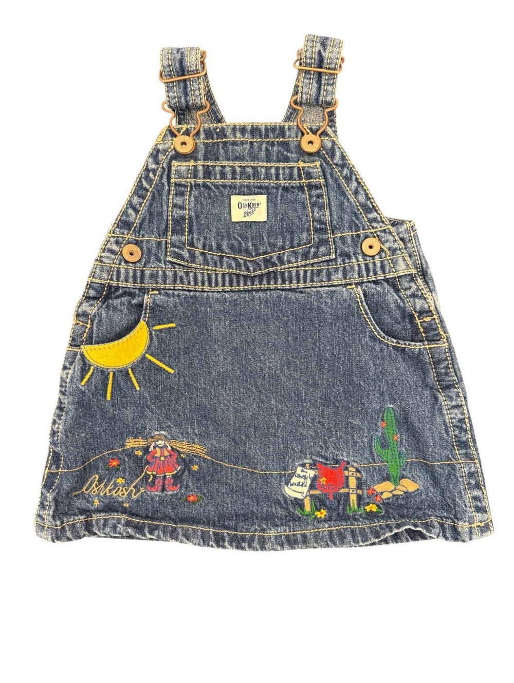 Vintage Oshkosh B’gosh Blue Denim Cowgirl Overall Dress
